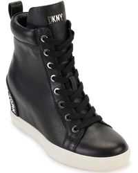 DKNY - Essential High Top Slip On Wedge Sneaker - Lyst