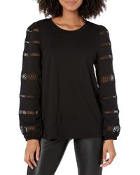Anne Klein - Serenity Knit Lace Inset Sleeve Tee - Lyst