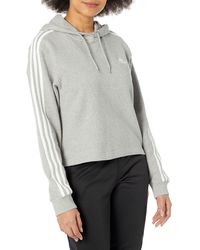 adidas - Essentials 3-stripes French Terry Cropped Hoodie - Lyst