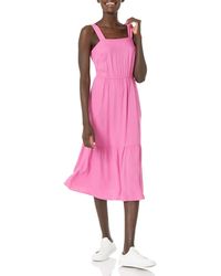 Amazon Essentials Fluid Twill Tiered Midi Summer Dress - Pink