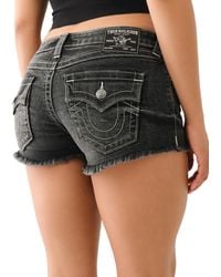 TRUE RELIGION - Rise Short Flap Shorts - Eclipse Black | Denim Shorts With Flap Pockets - Lyst