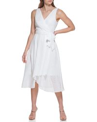 DKNY - Sleeveless Faux Wrap Dress - Lyst