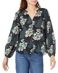 Velvet By Graham & Spencer - Camryn Printed Cotton Lace Button Up Shirt - Lyst