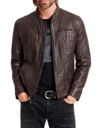 John Varvatos - Star Usa Mens Band Collar Leather Jacket - Lyst