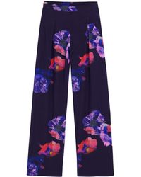 Desigual - Fluid Floral Pants Black - Lyst