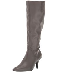 Franco Sarto - S Lyla Pointed Toe Knee High Boots Grey Wide Calf Leather 6 M - Lyst