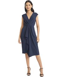 Maggy London - Sleeveless Wrap Midi With Pleated Waist Detail-cascading Draped Panel-elegant Wedding Guest Dress - Lyst