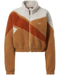 Reebok - Classics Camping Stripe Vector Cropped Sherpa Track Jacket - Lyst