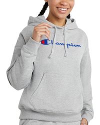 Champion - , Powerblend, Fleece, Comfortable Hoodie Sweatshirt For , Oxford Gray Script, 1x Plus - Lyst