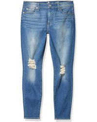 7 For All Mankind - Destroyed Ankle Gwenevere Skinny Mid Rise Jeans - Lyst