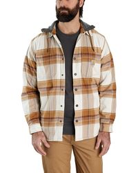 Carhartt - Big Rugged Flex Relaxed Fit Flannel Fleece Lined Hooded Shirt Jac - Lyst