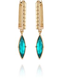 Guess - Goldtone Box Hoop Crystal Stone Drop Earrings - Lyst