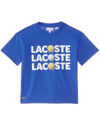 Lacoste - Short Sleeve Crew Neck Tee Shirt W/large Wording Graphic + Tennis Ball - Lyst