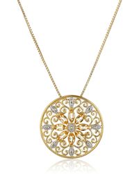 Amazon Essentials - Amazon Collection 18k Womens Yellow Gold Plated Sterling Silver Genuine Citrine And Diamond Accent Filigree Dala Pendant - Lyst