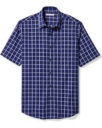Camicia Uomo Slim-Fit Short-Sleeve Plaid Poplin Shirt Goodthreads
