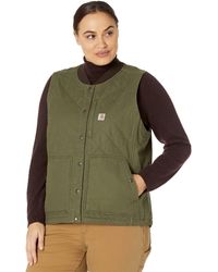 Carhartt - Womens Rugged Flex Relaxed Fit Canvas Insulated Rib Collar Vest - Lyst