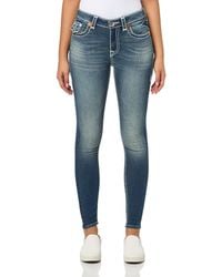 True Religion - Jennie Mid-rise Flap Super T Skinny Jeans In Valmonte- Size 34 - Lyst