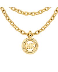 Michael Kors - Double Layer Logo Necklace - Lyst