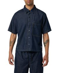 Hudson Jeans - Crop Short Sleeve Denim Button Shirt - Lyst