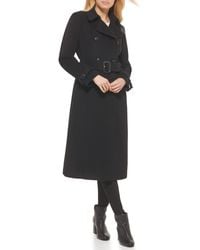 Cole Haan - Flared Trench Slick Wool Coat - Lyst