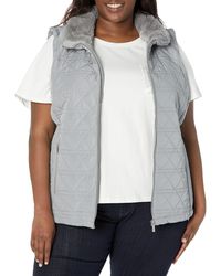 Calvin Klein - Plus Size Silver Hardwear Quilted Cozy Fur Collar Everyday Vest - Lyst