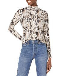 French Connection - Womens Animal Printed Jersey High Neck Top Shirt - Lyst