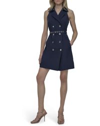 DKNY - Sleeveless Collared Neck Dress With Removable Belt With Grommets - Lyst