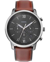 Fossil - Neutra Quartz Stainless Steel And Leather Chronograph Watch - Lyst