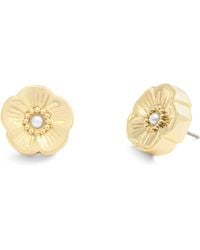 COACH - Signature Heritage Tea Rose Stud Earrings - Lyst