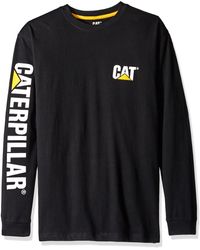 NEW CAT Caterpillar Mens Black T-Shirt Top Tee Front Pocket Cotton Sz Large