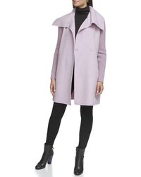 Kenneth Cole - Oversized Collar Full Length Wool Blend Jacket - Lyst