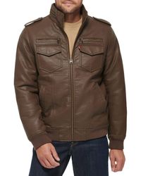 Levi's - Faux Leather Sherpa Aviator Bomber Jacket - Lyst