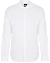 Emporio Armani - A | X Armani Exchange Regular Fit Cotton Poplin Collarless Long Sleeve Button Down Shirt - Lyst