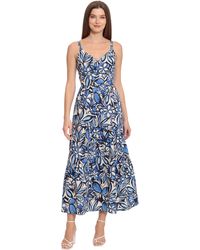 Maggy London - V-neck Cotton Tiered Maxi Vacation Resort Event Guest Of - Lyst