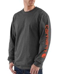 Carhartt - Mensloose Fit Heavyweight Long-sleeve Logo Sleeve Graphic T-shirtcarbon Heather3x-large - Lyst