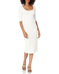 Vince - Ribbed Elbow Sleeve Scoop Neck Dress - Lyst