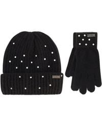 Nicole Miller - Rhinestone Winter Beanie Hats Soft & Warm Gloves Set - Lyst