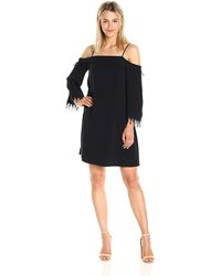 Kensie - Crosshatch Rayon Lace Cold Shoulder Dress - Lyst