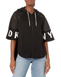 DKNY - Hooded Anorak Zip Up Poncho Jacket - Lyst