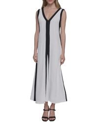 Karl Lagerfeld - Paris Sleeveless V-neck Two Toned Flowy Maxi Dress - Lyst