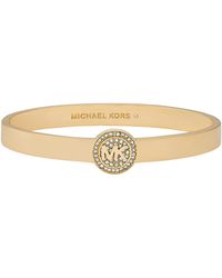 Michael Kors - Brass And Pavé Crystal Mk Logo Bangle Bracelet For - Lyst