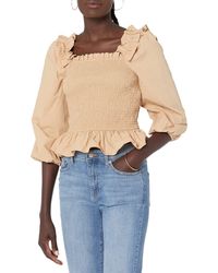 The Drop - Marisol Long Sleeve Ruffle Smocked Cropped Top - Lyst