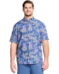 Izod - Big And Tall Saltwater Dockside Short Sleeve Button Down Shirt - Lyst