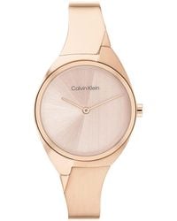 Calvin Klein - Quartz Stainless Steel Case And Bangle Bracelet Watch - Lyst