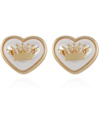 Juicy Couture - Goldtone Crown Logo And Imitation Pearl Heart Stud Earrings - Lyst
