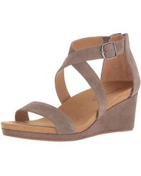Lucky Brand Suede Kenadee Crisscross Wedge Sandals in Blue - Lyst