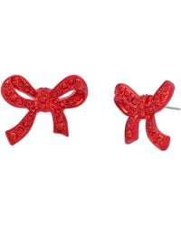 Betsey Johnson - Jewelry Love Spell Pavé Bow Stud Earrings - Lyst