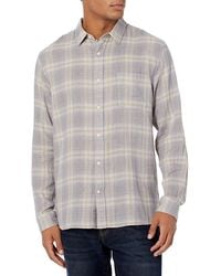 Vince - S Dbl Face Shadow Plaid L/s,pebble Blue/h White,m - Lyst