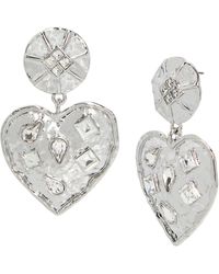 Steve Madden - S Jewelry Stone Heart Drop Statement Earrings - Lyst