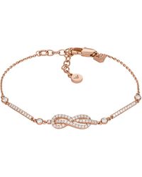 Emporio Armani - Infinity Rose Gold-tone Brass Station Chain Bracelet - Lyst